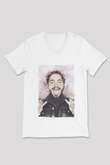 Post Malone Beyaz Unisex V Yaka Tişört