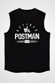 Postacı Siyah Unisex Kolsuz Tişört