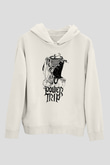 Power Trip Baskılı Beyaz Unisex Kapüşonlu Sweatshirt