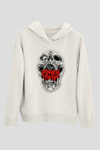 Power Trip Baskılı Beyaz Unisex Kapüşonlu Sweatshirt