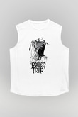 Power Trip Baskılı Beyaz Unisex Kolsuz Tişört - Tshirt