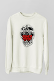Power Trip Baskılı Beyaz Unisex Sweatshirt