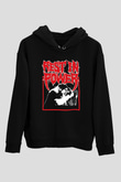 Power Trip Baskılı Unisex Siyah Kapüşonlu Sweatshirt