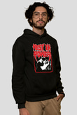 Power Trip Baskılı Unisex Siyah Kapüşonlu Sweatshirt