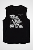 Power Trip Baskılı Unisex Siyah Kolsuz Tişört - Tshirt