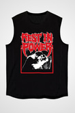 Power Trip Baskılı Unisex Siyah Kolsuz Tişört - Tshirt