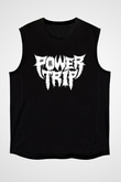 Power Trip Baskılı Unisex Siyah Kolsuz Tişört - Tshirt