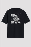 Power Trip Baskılı Unisex Siyah Oversize Tişört - Tshirt