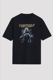 Powerwolf Baskılı Unisex Siyah Oversize Tişört - Tshirt