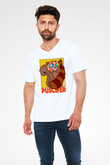 Powerwolf Baskılı Unisex Siyah V Yaka Tişört - Tshirt