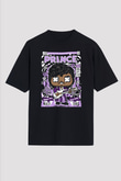 Prince Baskılı Unisex Siyah Oversize Tişört