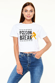 Prison Break Beyaz Croptop Tişört