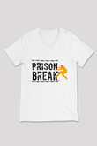 Prison Break Beyaz Unisex V Yaka Tişört T-Shirt