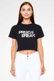 Prison Break Siyah Crop Top Tişört