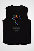 Psilosibin Baskılı Unisex Kolsuz Siyah Tişört - Tshirt
