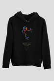 Psilosibin Baskılı Unisex Siyah Kapüşonlu Sweatshirt