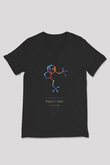 Psilosibin Baskılı Unisex V Yaka Siyah Tİşört - Tshirt