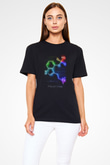 Psilosibin Molekülü Baskılı Unisex Siyah Tişört - Tshirt