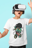 PUBG Biker Baskılı Unisex Beyaz Çocuk Tişört