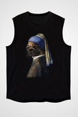 Pug Baskılı Unisex Siyah  Kolsuz Tişört