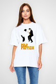 Pulp Fiction Beyaz Unisex Oversize Tişört T-Shirt