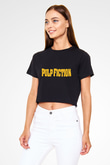 Pulp Fiction Siyah Crop Top Tişört