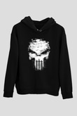 Punisher Siyah Unisex Hoodie
