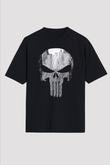 Punisher Siyah Unisex Oversize Tişört T-Shirt