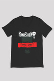 Punisher Siyah Unisex V Yaka Tişört T-Shirt