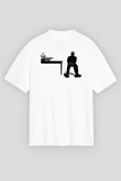 Pusha T Baskılı Beyaz Unisex Oversize Tişört - Tshirt