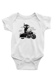 Q9-O Biker Baskılı Beyaz Unisex Bebek Body - Zıbın