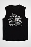 Q9-O Biker Baskılı Siyah Unisex Tshirt