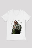 Raekwon Beyaz Unisex V Yaka Tişört