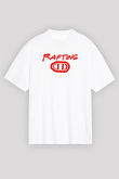 Rafting Baskılı Unisex Beyaz Oversize Tişört - Tshirt