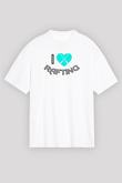 Rafting Baskılı Unisex Beyaz Oversize Tişört - Tshirt