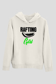 Rafting Baskılı Unisex Ekru Hoodie