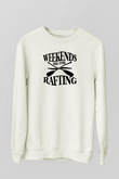 Rafting Baskılı Unisex Ekru Sweatshirt