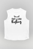 Rafting Baskılı Unisex Kolsuz Beyaz Tişört