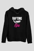 Rafting Baskılı Unisex Siyah Kapüşonlu Sweatshirt