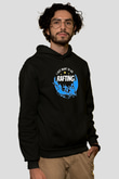 Rafting Baskılı Unisex Siyah Kapüşonlu Sweatshirt