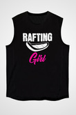Rafting Baskılı Unisex Siyah Kolsuz Tişört