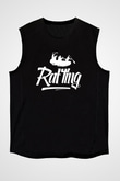 Rafting Baskılı Unisex Siyah Kolsuz Tişört