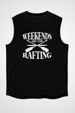 Rafting Baskılı Unisex Siyah Kolsuz Tişört