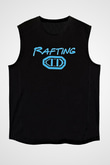 Rafting Baskılı Unisex Siyah Kolsuz Tişört
