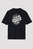 Rafting Baskılı Unisex Siyah Oversize Tişört