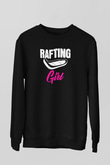 Rafting Baskılı Unisex Siyah Sweatshirt