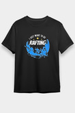 Rafting Baskılı Unisex Siyah Tişört - Tshirt