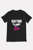 Rafting Baskılı Unisex Siyah V Yaka Tişört