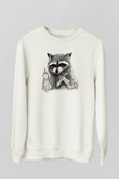 Rakun Beyaz Unisex Sweatshirt