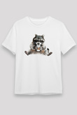 Rakun Beyaz Unisex Tişört T-Shirt - TişörtFabrikası